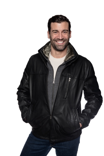 Black leather jacket with fur 830