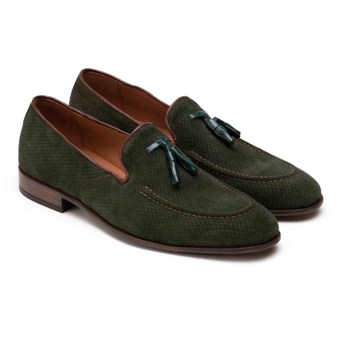 Suede lofer Shoes green ART-709-green