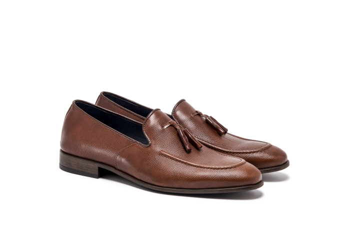 Leather lofer shoes cognac ART-756-cognac