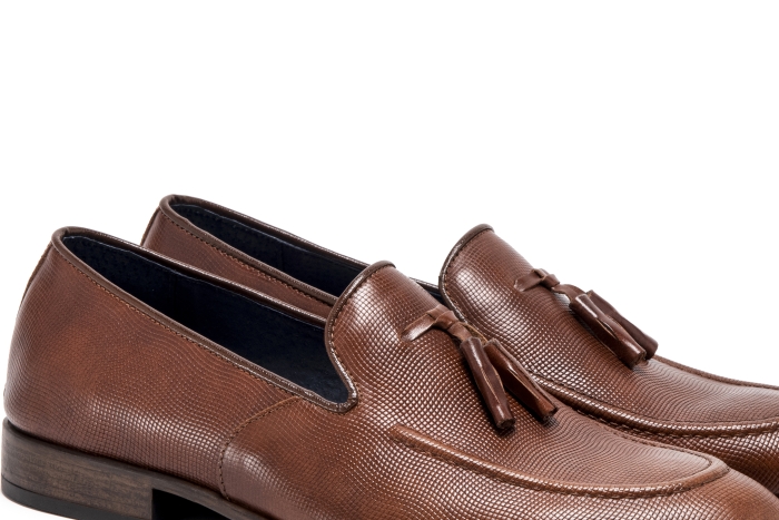 Leather lofer shoes cognac ART-756-cognac